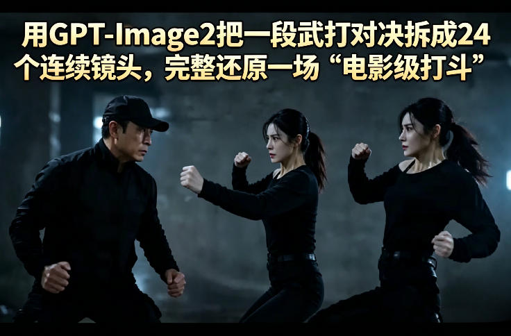 用GPT-Image2把一段武打对决拆成24个连续镜头，完整还原一场“电影级打斗”-驿想项目网