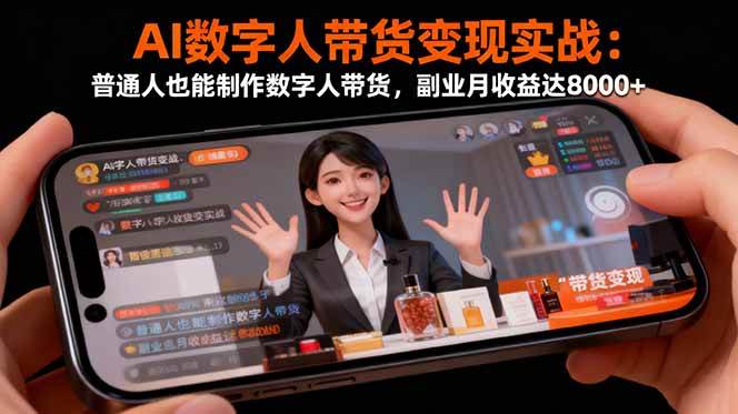 （16377期）AI数字人带货变现实战：普通人也能制作数字人带货，副业月收益达8000+-驿想项目网