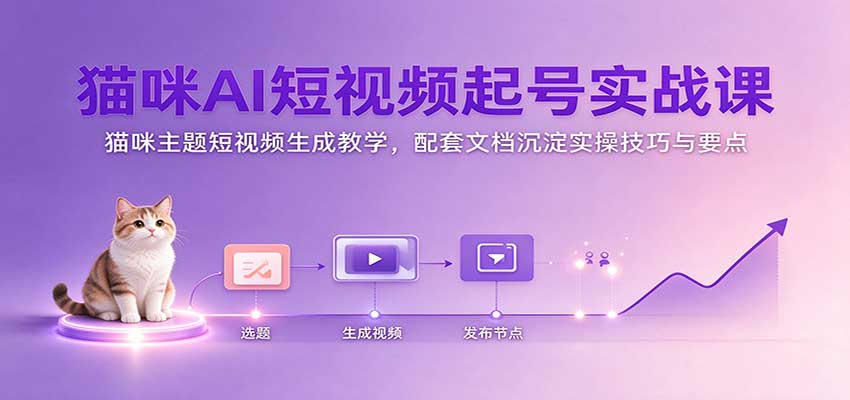 猫咪AI短视频起号实战课：猫咪主题短视频生成教学，配套文档沉淀实操技巧与要点-驿想项目网