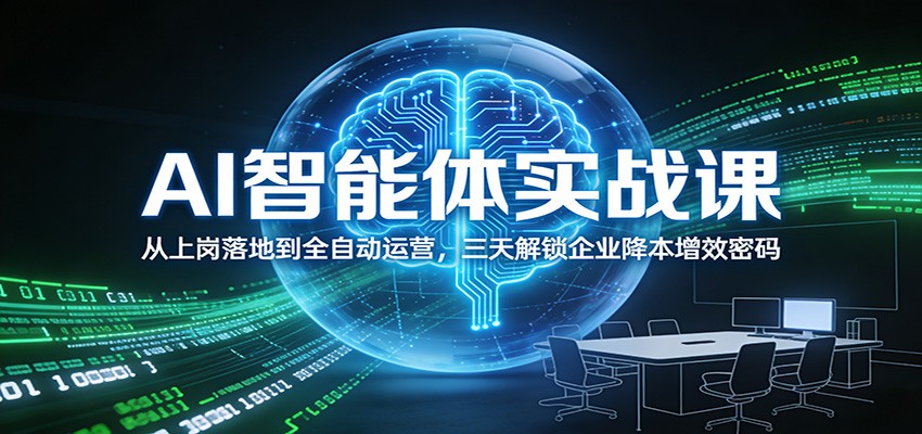 AI智能体实战课：从上岗落地到全自动运营，三天解锁企业降本增效密码-驿想项目网