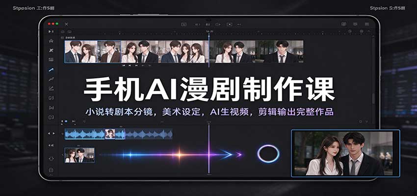 手机AI漫剧制作课:小说转剧本分镜,美术设定,AI生视频,剪辑输出完整作品-驿想项目网