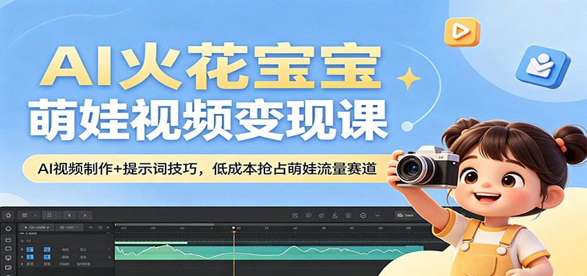 AI火花宝宝萌娃视频变现课：AI视频制作+提示词技巧，低成本抢占萌娃流量赛道-驿想项目网