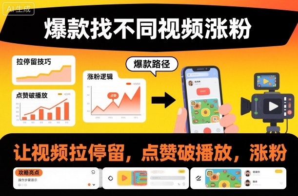 爆款找不同视频涨粉，让视频拉停留，实现点赞，破播放，涨粉-驿想项目网