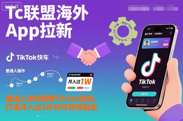 Tc联盟海外App拉新:普通人如何搭乘TikTok快车,打造月入过1W的可持续副业-驿想项目网