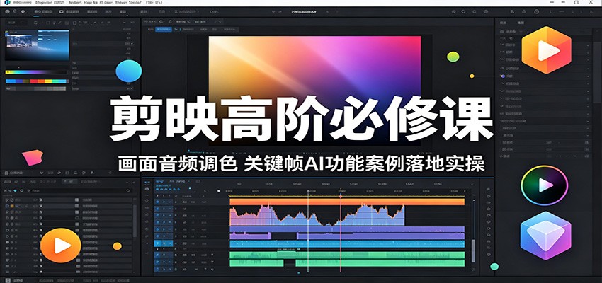 剪映高阶必修课：画面音频调色，关键帧AI功能案例落地实操-驿想项目网