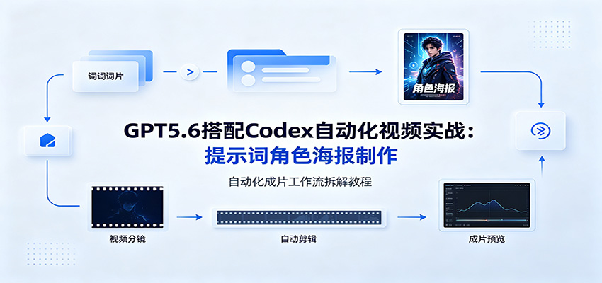 GPT5.6搭配Codex自动化视频实战：提示词角色海报制作，自动化成片工作流拆解教程-驿想项目网