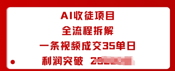 AI收徒项目全流程拆解一条视频成交35单日利润突破1k+-驿想项目网