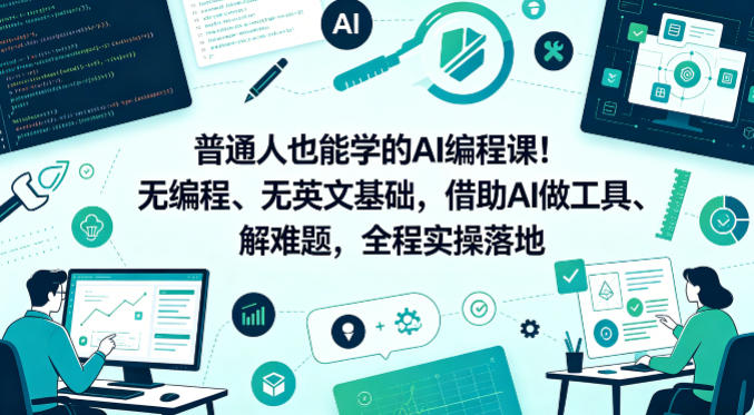 普通人也能学的AI编程课！无编程、无英文基础，借助AI做工具、解难题，全程实操落地（更新6月）-驿想项目网