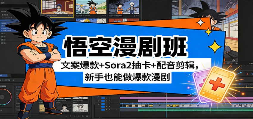 悟空漫剧班：文案爆款+Sora2抽卡+配音剪辑，新手也能做爆款漫剧-驿想项目网