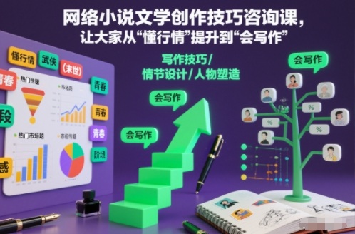 网络小说文学创作技巧咨询课,让大家从“懂行情”提升到”会写作”的高度-驿想项目网