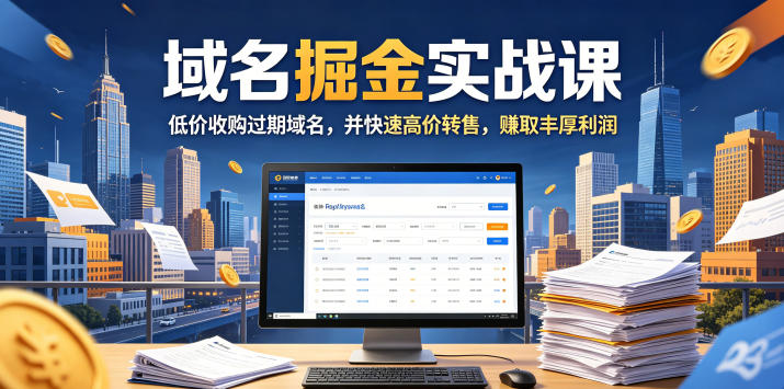 域名交易掘金实战课，低价收购过期域名，并快速高价转售，賺取丰厚利润【原创双语字幕】-驿想项目网