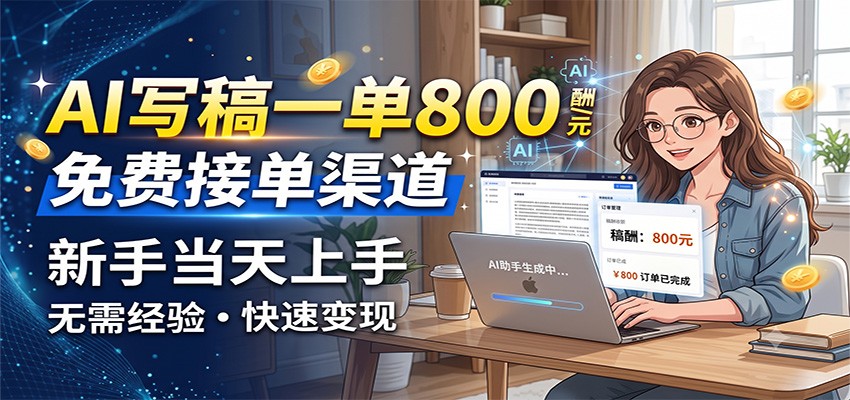 AI写稿一单800，免费接单渠道，一单一结几十到上千，新手当天上手-驿想项目网