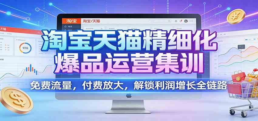 淘宝天猫精细化爆品运营集训:免费流量,付费放大,解锁利润增长全链路-驿想项目网