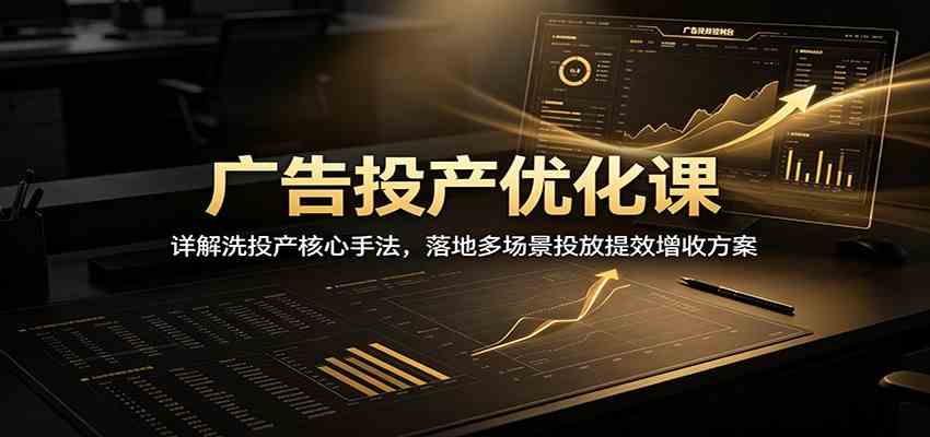 广告投产优化课：详解洗投产核心手法，落地多场景投放提效增收方案-驿想项目网