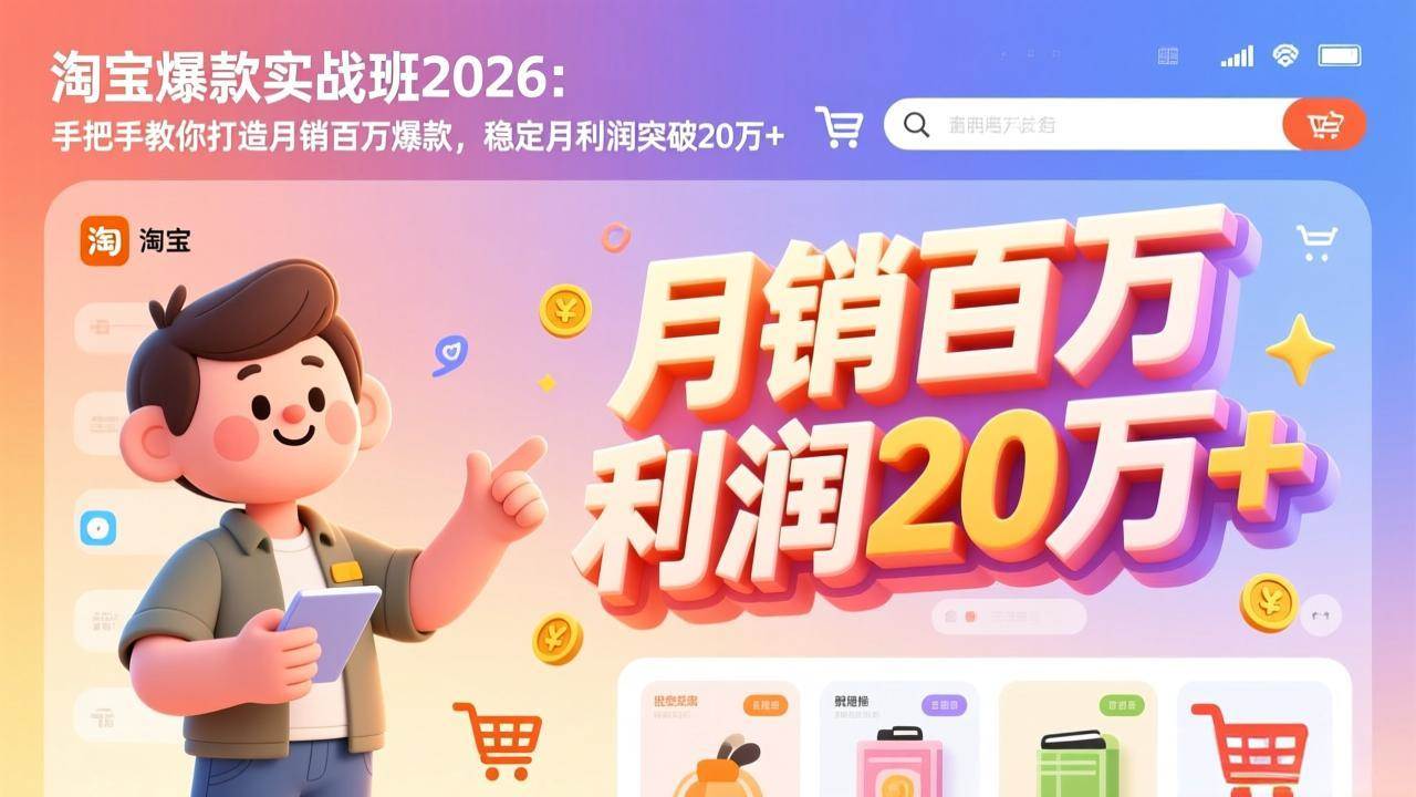 （17209期）淘宝爆款实战班2026：手把手教你打造月销百万爆款，稳定月利润突破20万+-驿想项目网