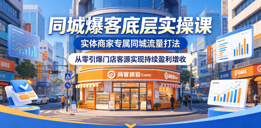 同城爆客底层实操课，实体商家专属同城流量打法，从零引爆门店客源实现持续盈利增收-驿想项目网