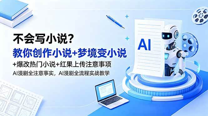 (18801期)不会写小说?教你创作小说+梦境变小说+爆改热门小说+红果上传注意事项,AI漫剧全流程实战教学-驿想项目网