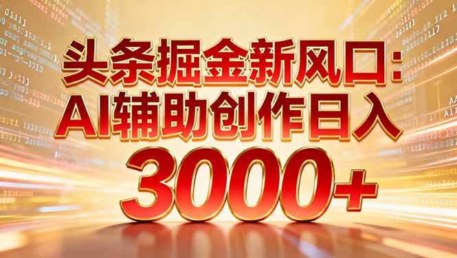 （16923期）头条掘金新风口：AI辅助创作日入3000+，矩阵玩法当天启动隔天见效-驿想项目网
