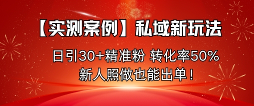 【实测案例】私域新玩法,日引30+精准粉,转化率50%,新人照做也能出单!-驿想项目网
