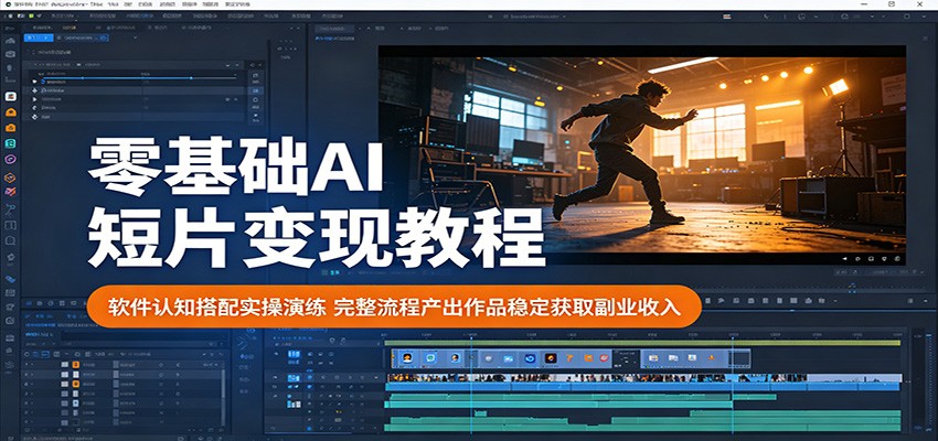 零基础AI短片变现教程：软件认知搭配实操演练，完整流程产出作品稳定获取副业收入-驿想项目网