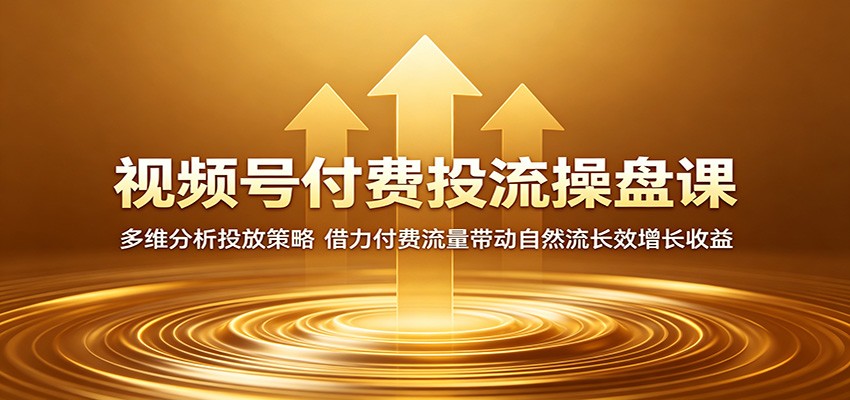 视频号付费投流操盘课：多维分析投放策略，借力付费流量带动自然流长效增长收益-驿想项目网