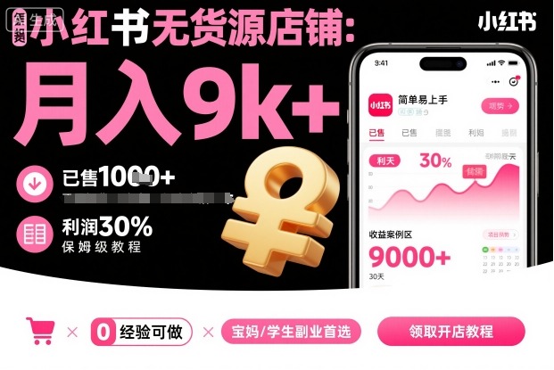 小红书无货源店铺项目，简单易上手，月入9k+，保姆级教程-驿想项目网