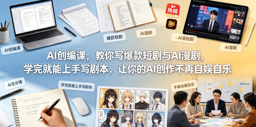 AI创编课，教你写爆款短剧与AI漫剧，学完就能上手写剧本，让你的AI创作不再自娱自乐（更新0521）-驿想项目网