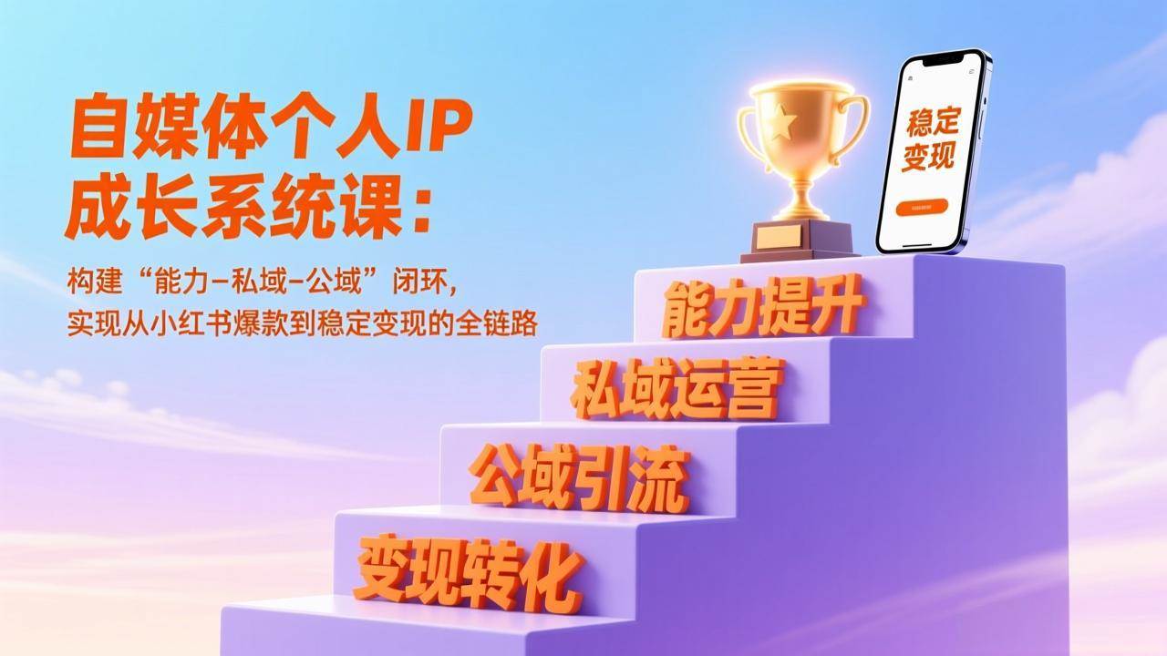 （17192期）自媒体个人IP成长系统课：构建“能力-私域-公域”闭环，实现从小红书爆款到稳定变现的全链路-驿想项目网