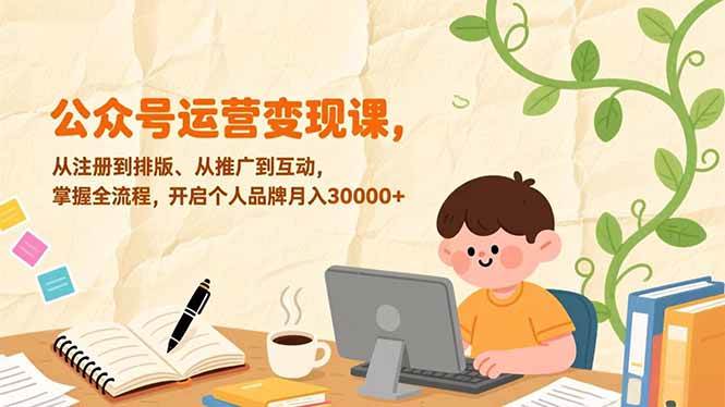 （17067期）公众号运营变现课，从注册到排版、从推广到互动，掌握全流程，开启个人品牌月入30000+-驿想项目网