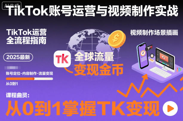 2025最新TikTok账号运营与视频制作实战全流程,从0到1掌握TK变现(含11月最新TK搬运技术)-驿想项目网