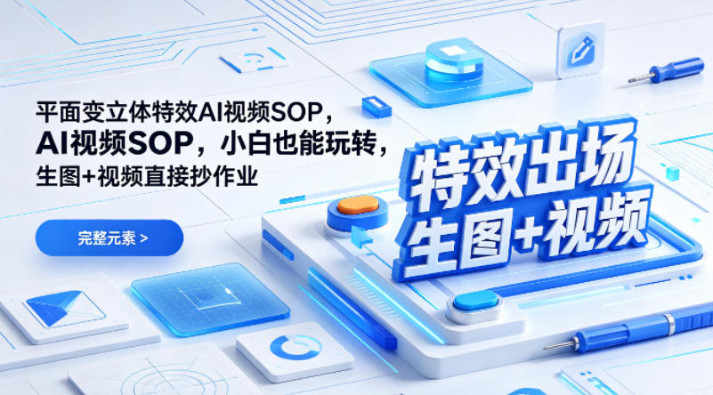 (特效出场)平面变立体特效AI视频SOP,小白也能玩转,生图+视频直接抄作业-驿想项目网