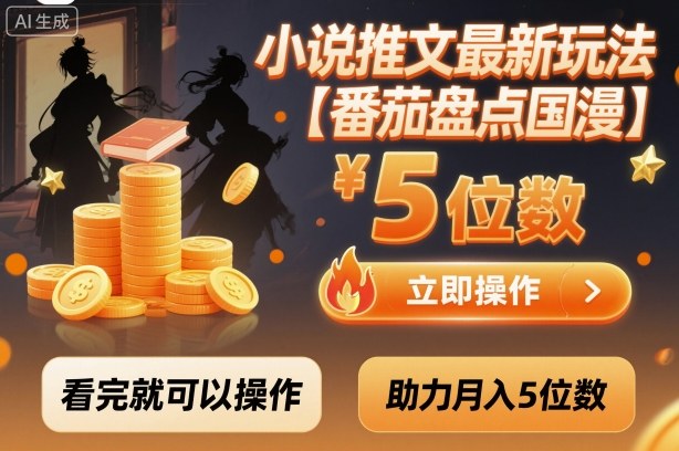 小说推文最新玩法，助力月入5位数【番茄盘点国漫】玩法，看完就可以操作-驿想项目网