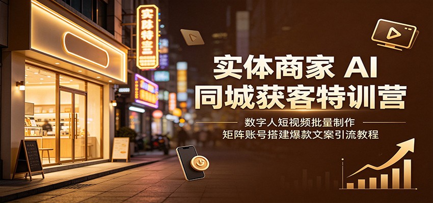 实体商家AI同城获客特训营：数字人短视频批量制作，矩阵账号搭建爆款文案引流教程-驿想项目网