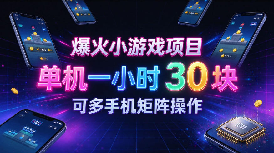 爆火小游戏撸金项目，实测单机一小时30+，可多手机矩阵操作，新手看完一遍就能上手【揭秘】-驿想项目网