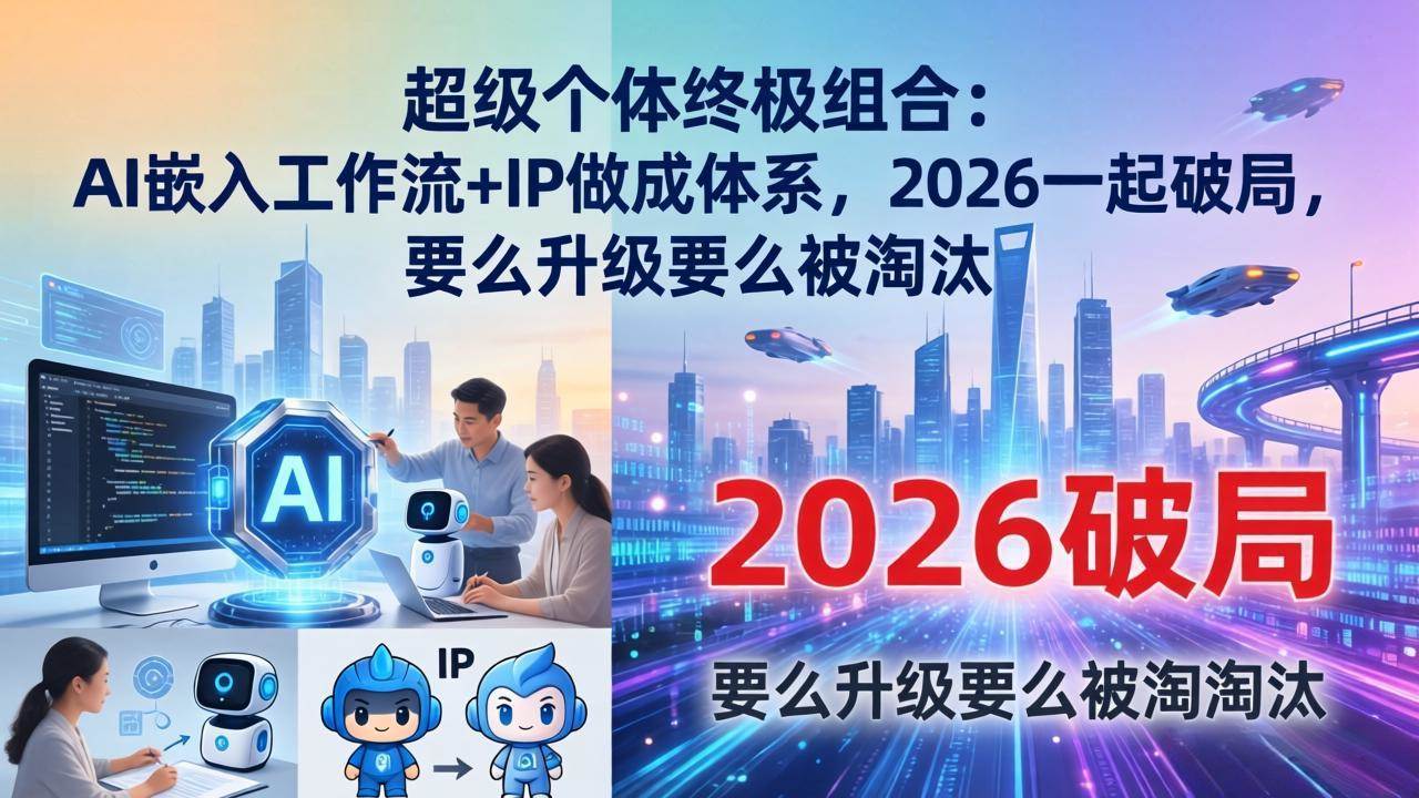 （17808期）超级个体终极组合-更新：AI嵌入工作流+IP做成体系，2026一起破局，要么升级要么被淘汰-驿想项目网