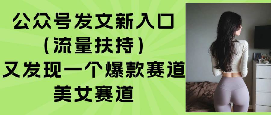 （15781期）公众号发文新入口（流量扶持），又发现一个爆款赛道：美女赛道-驿想项目网