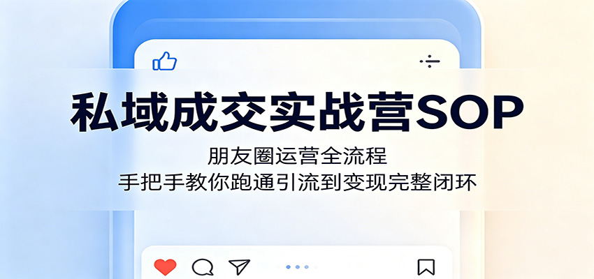 私域成交实战营SOP：朋友圈运营全流程，手把手教你跑通引流到变现完整闭环-驿想项目网