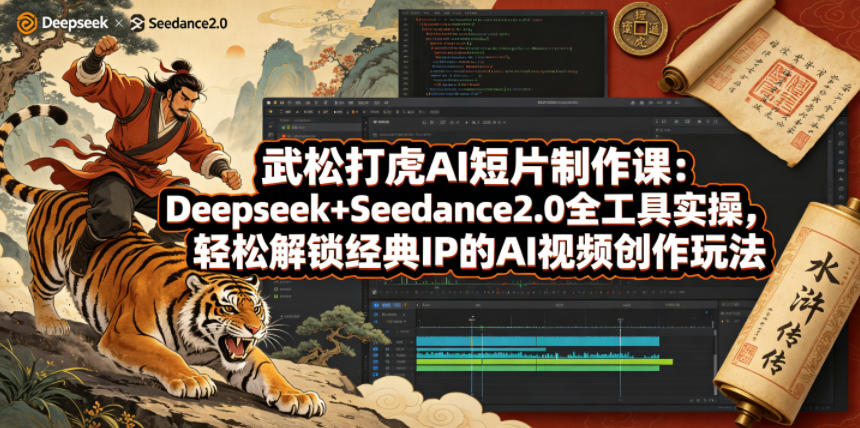 武松打虎AI短片制作课：Deepseek+Seedance2.0全工具实操，轻松解锁经典IP的AI视频创作玩法-驿想项目网