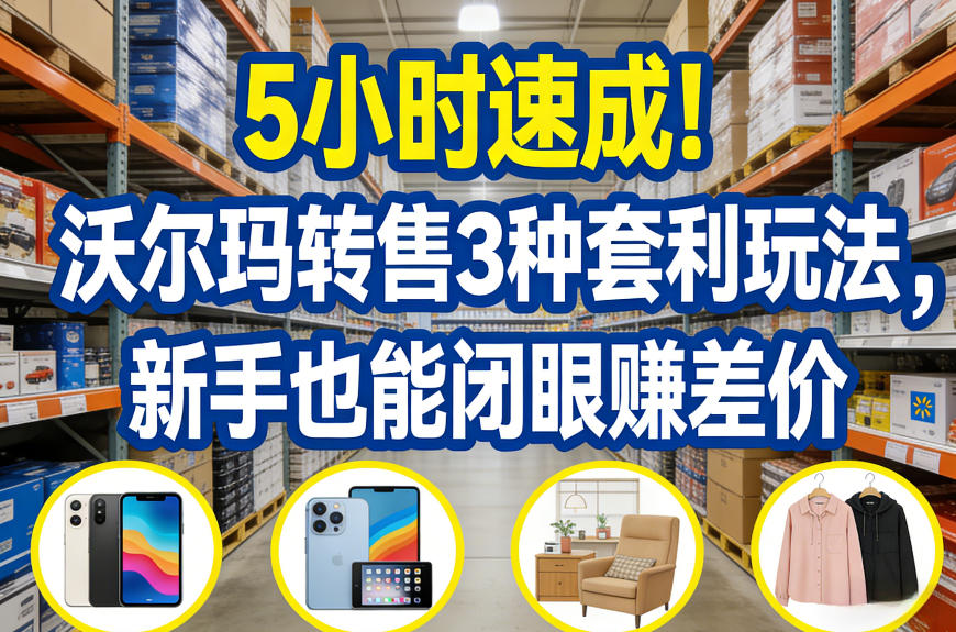 5小时速成！沃尔玛转售3种套利玩法，新手也能闭眼賺差价-驿想项目网
