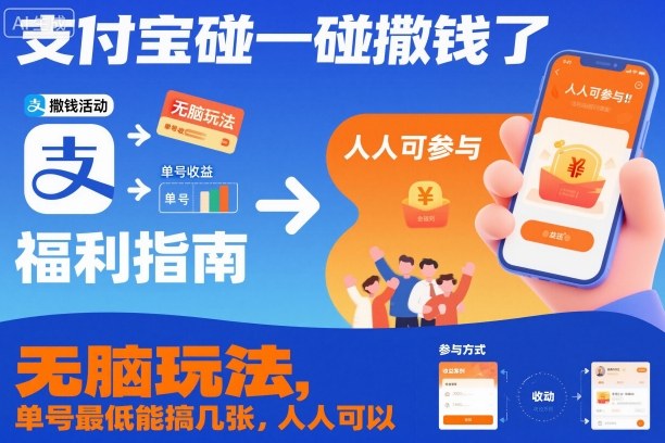 支付宝碰一碰撒钱了,无脑玩法,单号最低能搞几张,人人可以撸【揭秘】-驿想项目网