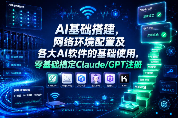 AI基础搭建，网络环境配置及各大AI软件的基础使用，零基础搞定Claude/GPT注册-驿想项目网