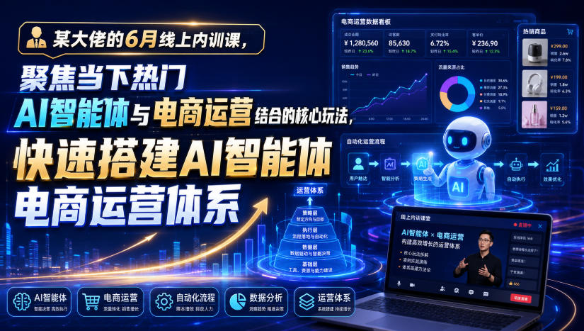 某大佬的6月线上内训课，聚焦当下热门AI智能体与电商运营结合的核心玩法，快速搭建AI智能体电商运营体系-驿想项目网