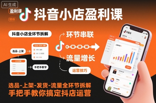 抖音小店盈利课-选品-上架-发货-流量全环节拆解,手把手教你搞定抖店运营-驿想项目网
