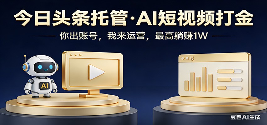 头条号AI托管，我提供作品，你提供账号，每天5分钟发布，小白躺赚3000+-驿想项目网