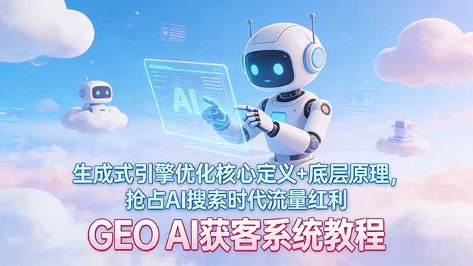 （17604期）GEO AI获客系统教程：生成式引擎优化核心定义+底层原理，抢占AI搜索时代流量红利-驿想项目网