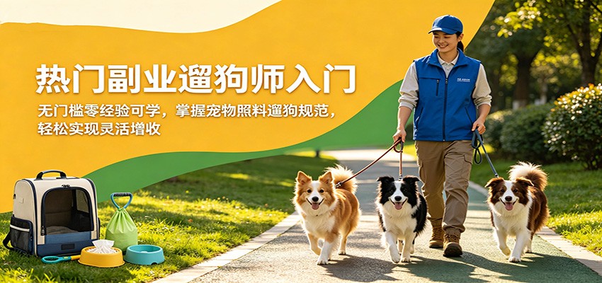 热门副业遛狗师入门，无门槛零经验可学，掌握宠物照料遛狗规范，轻松实现灵活增收-驿想项目网