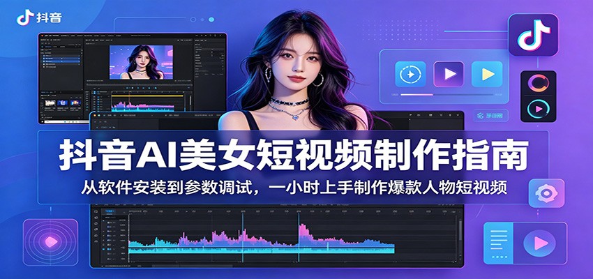 抖音AI美女短视频制作指南：从软件安装到参数调试，一小时上手制作爆款人物短视频-驿想项目网