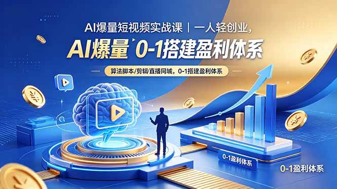 （18652期）AI爆量短视频实战课｜一人轻创业，算法脚本剪辑直播同城，0-1搭建盈利体系-驿想项目网