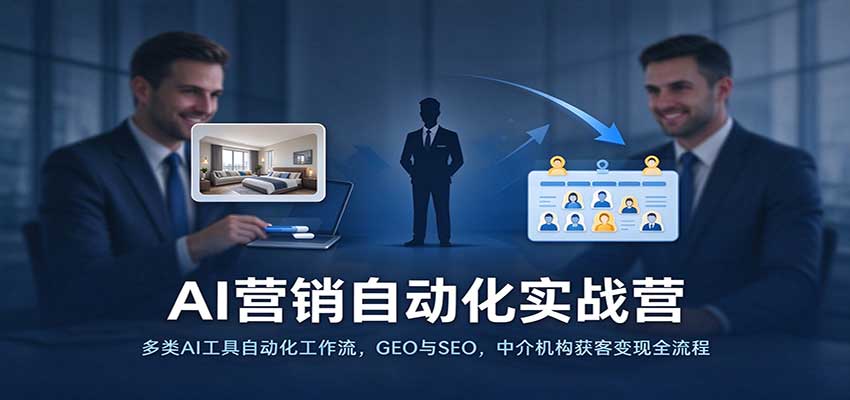 AI营销自动化实战营：多类AI工具自动化工作流，GEO与SEO，中介机构获客变现全流程-驿想项目网