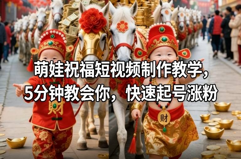 萌娃祝福短视频制作教学，5分钟教会你，快速起号涨粉-驿想项目网